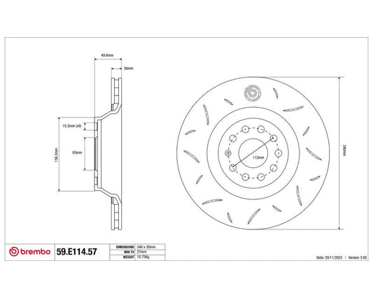 Discs davanters Brembo Sport TY3 de 340 mm per a VW Golf Mk7 / Seat Leon 5F / Audi A3 / Skoda Octavia 5E