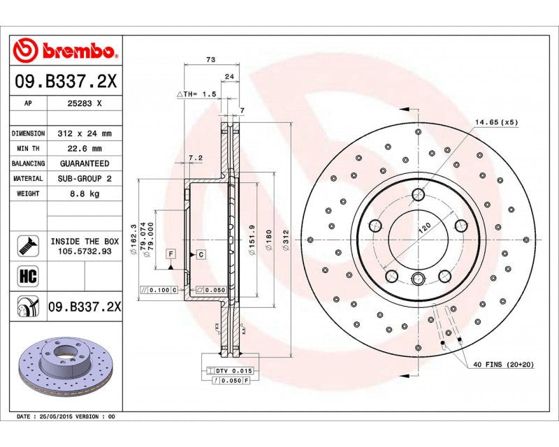 Brembo XTRA 312MM Front Discs BMW 3 Series E92