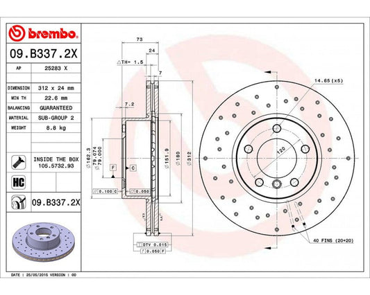 Discs davanters Brembo XTRA 312MM BMW Sèrie 3 E92