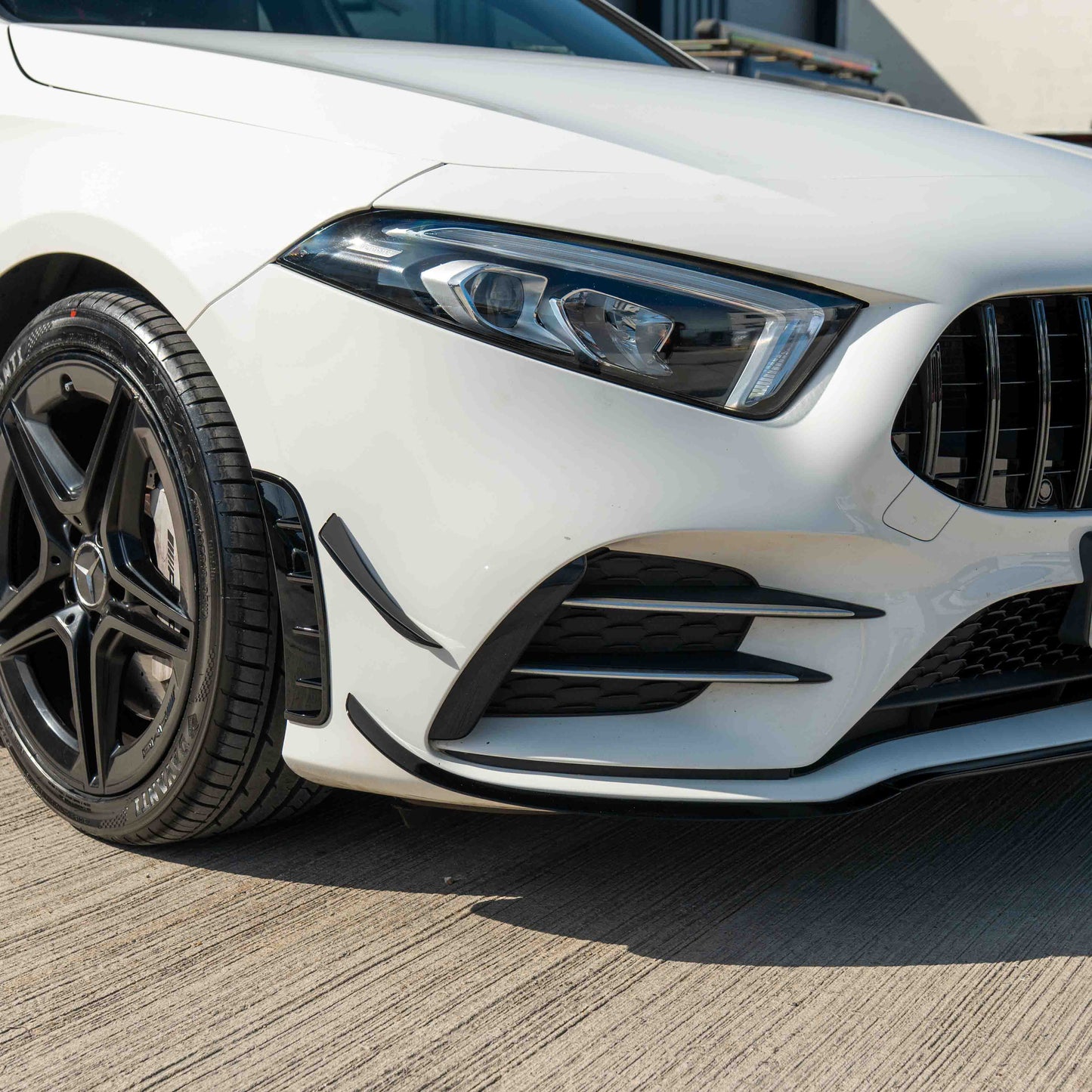 CT CARBON MERCEDES A-CLASS V177 & W177 2018-2022 GLOSS BLACK SPLITTER & CANARDS